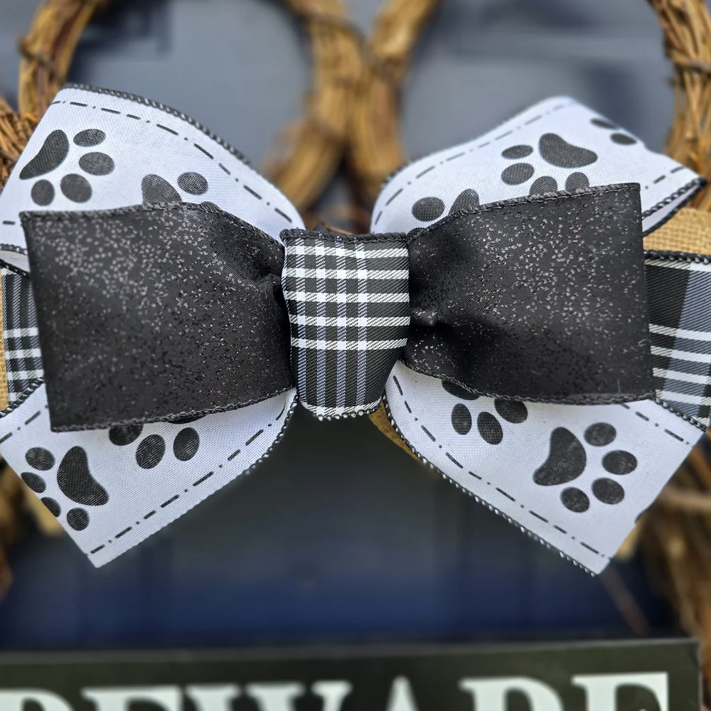 Dog Paw Wreath with Bow and Sign
